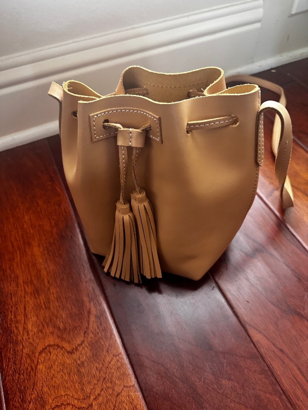 J.Crew Leather Bucket Bag with Tassels